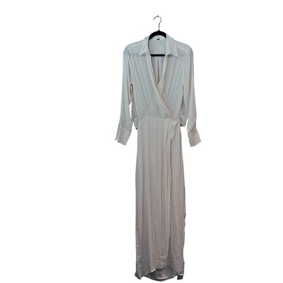 New NWT Free People Long Sleeve Maxi Dress Open Back Cream Pale Yellow Cream 2 - Picture 1 of 9